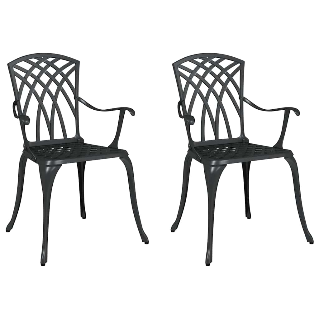 Garden Chair 2 pcs Black 53 x 51 x 88.5cm Aluminium