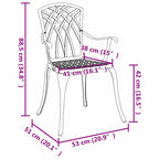 Garden Chair 2 pcs Black 53 x 51 x 88.5cm Aluminium
