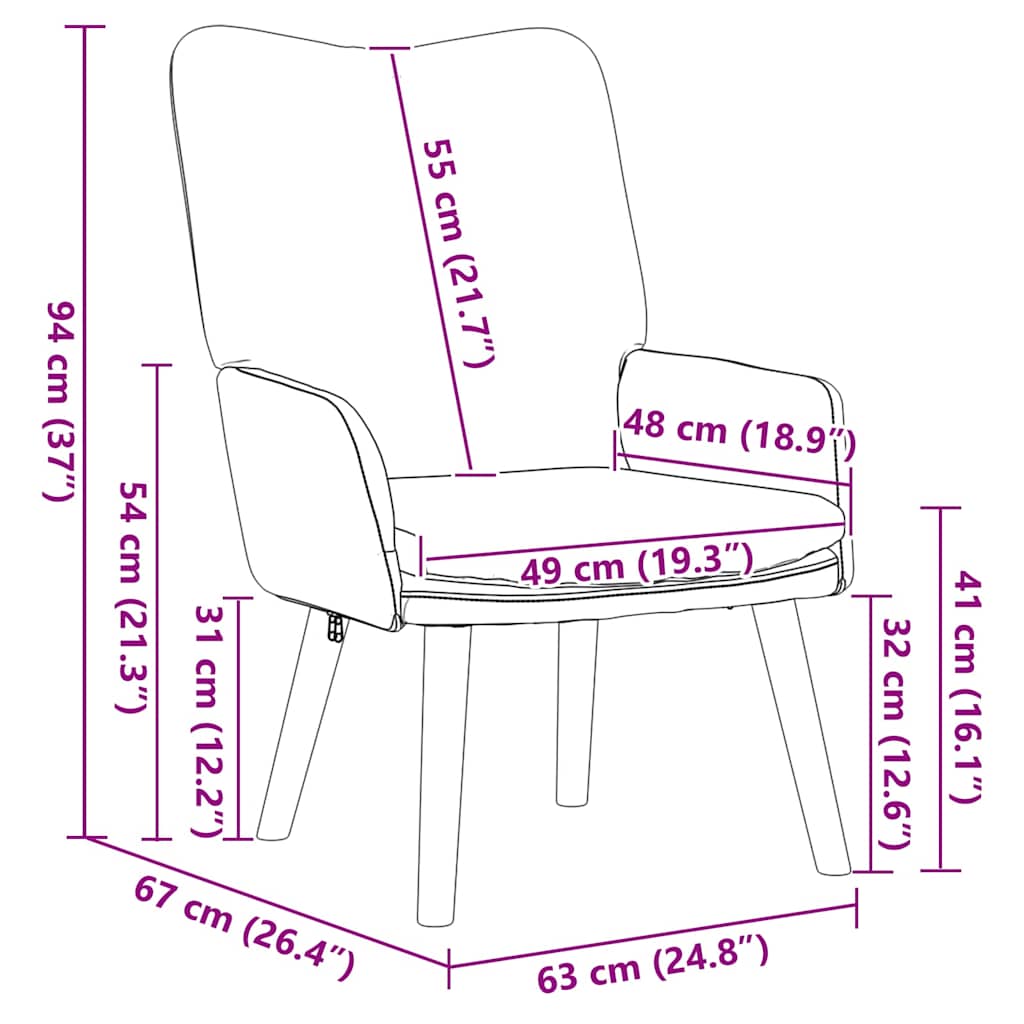 Relaxing Chair Cream 63 x 67 x 94 cm Fabric