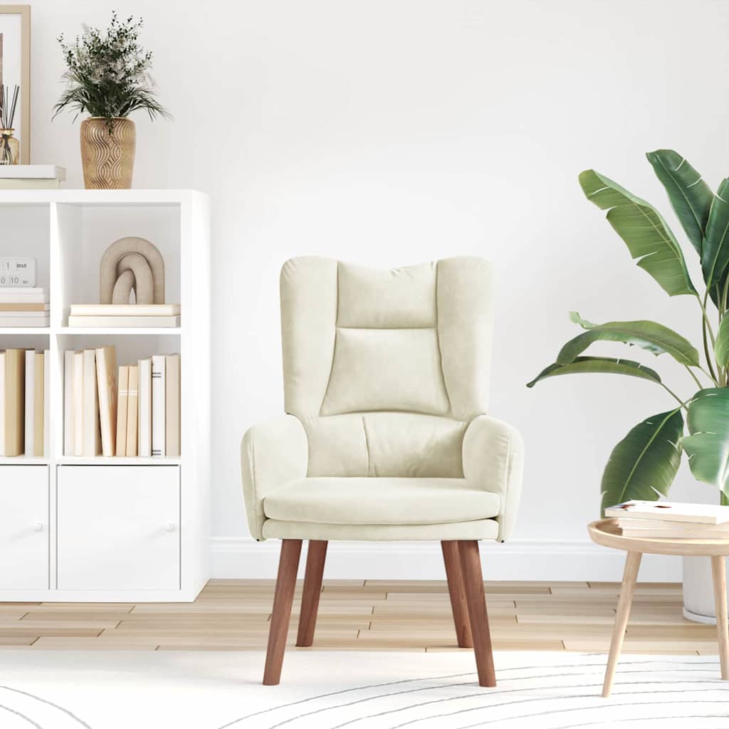 Relaxing Chair Cream 63 x 67 x 94 cm Velvet