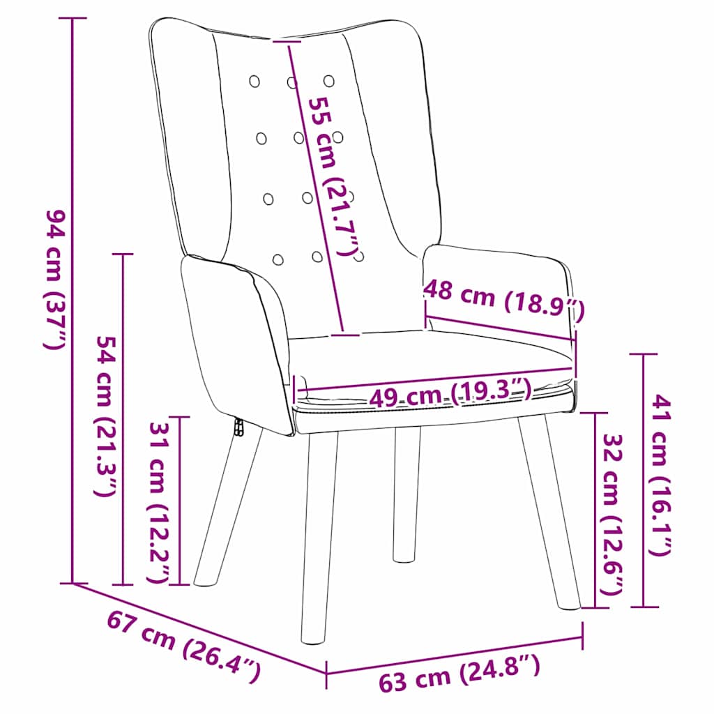 Relaxing Chair Wine red 63 x 67 x 94 cm Velvet