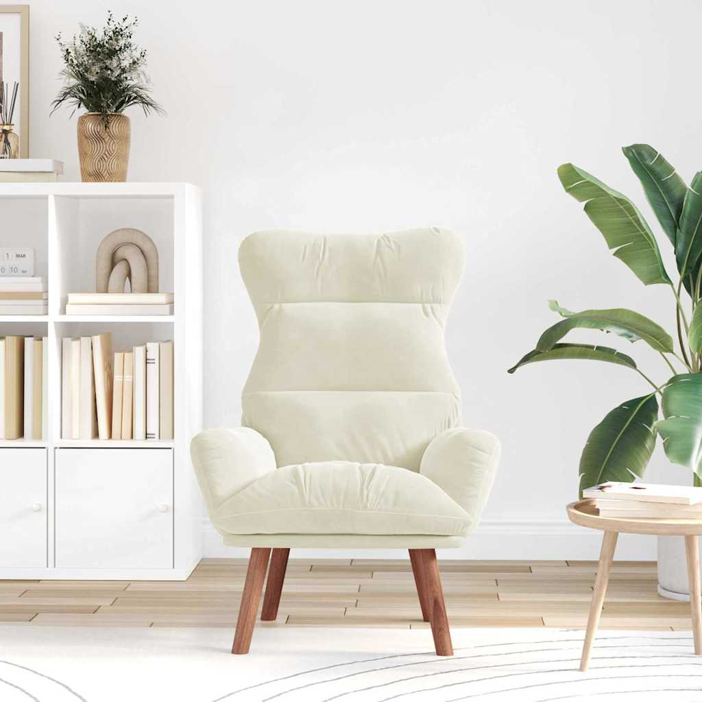 Relaxing Chair Cream 69 x 74 x 93 cm Velvet