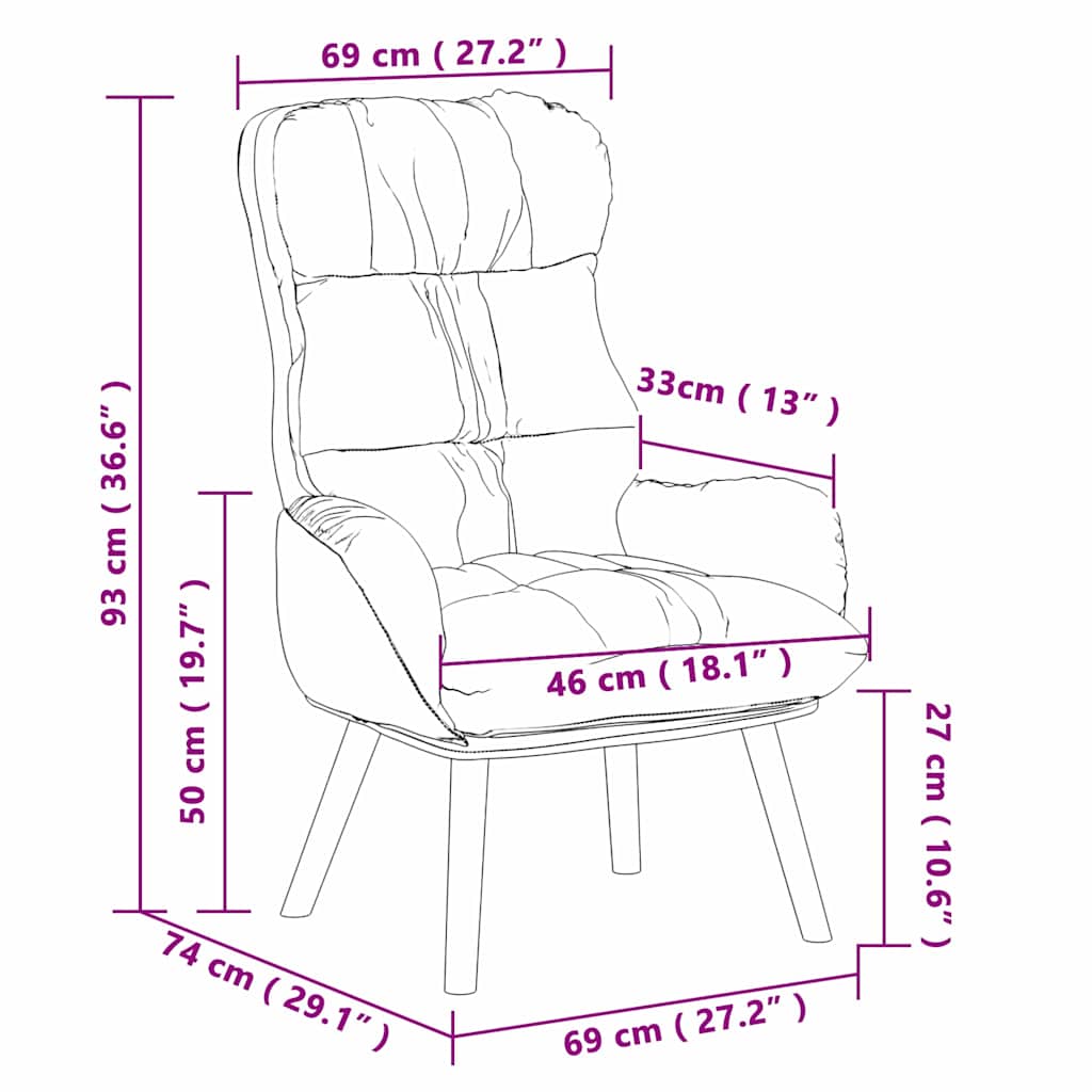 Relaxing Chair Grey 69 x 74 x 93 cm Faux leather
