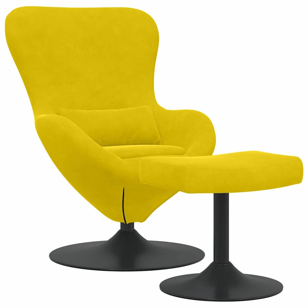 Egg Chair with Footstool Yellow 63 x 73 x 90 cm Velvet