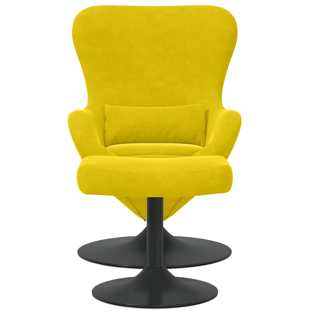 Egg Chair with Footstool Yellow 63 x 73 x 90 cm Velvet