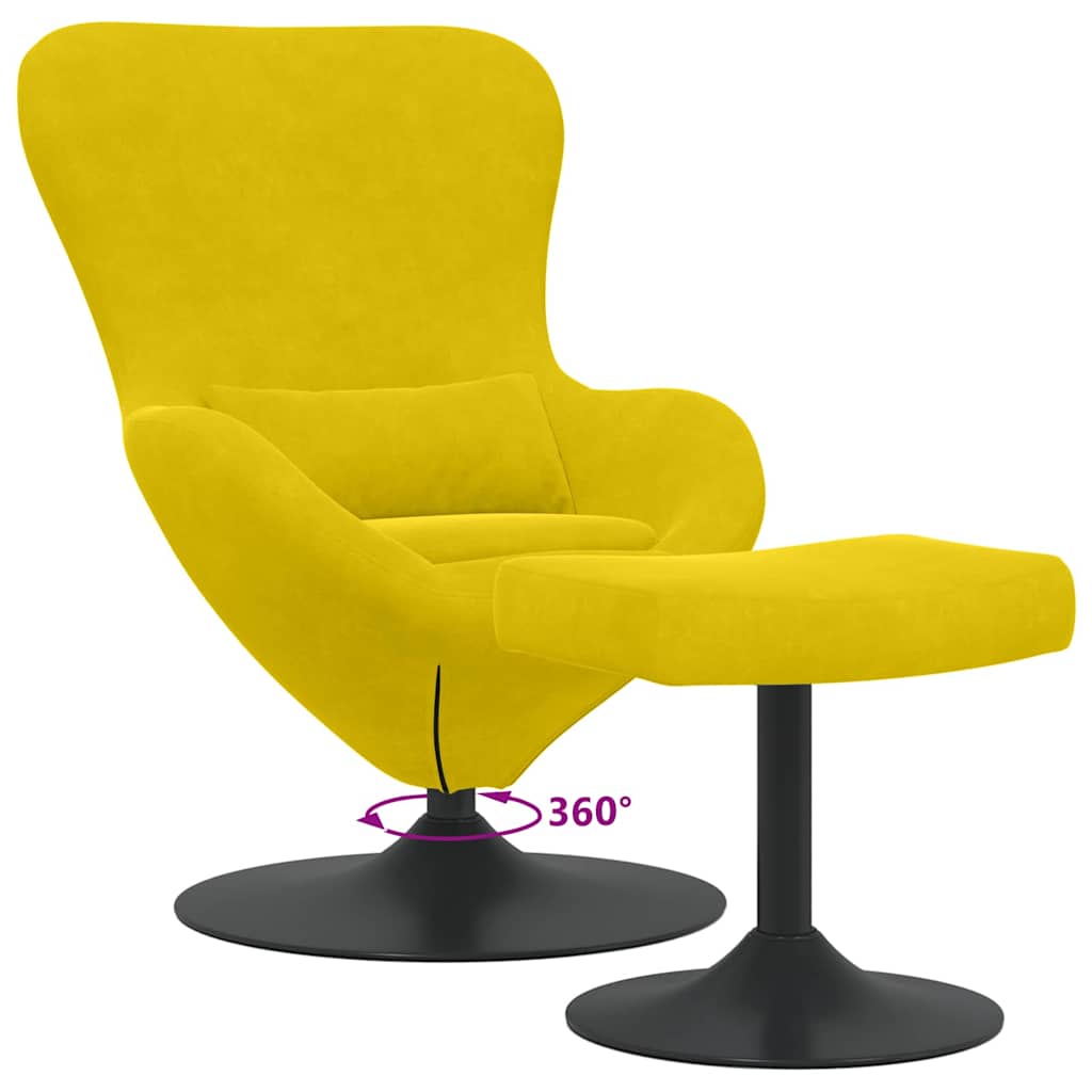 Egg Chair with Footstool Yellow 63 x 73 x 90 cm Velvet