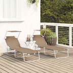 Sun Lounger Folding 2 pcs Taupe 58 x 188 x 77cm Polyester