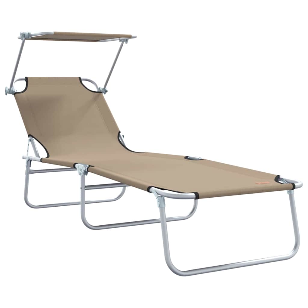 Sun Lounger Folding 2 pcs Taupe 58 x 188 x 77cm Polyester