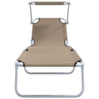 Sun Lounger Folding 2 pcs Taupe 58 x 188 x 77cm Polyester