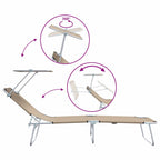 Sun Lounger Folding 2 pcs Taupe 58 x 188 x 77cm Polyester