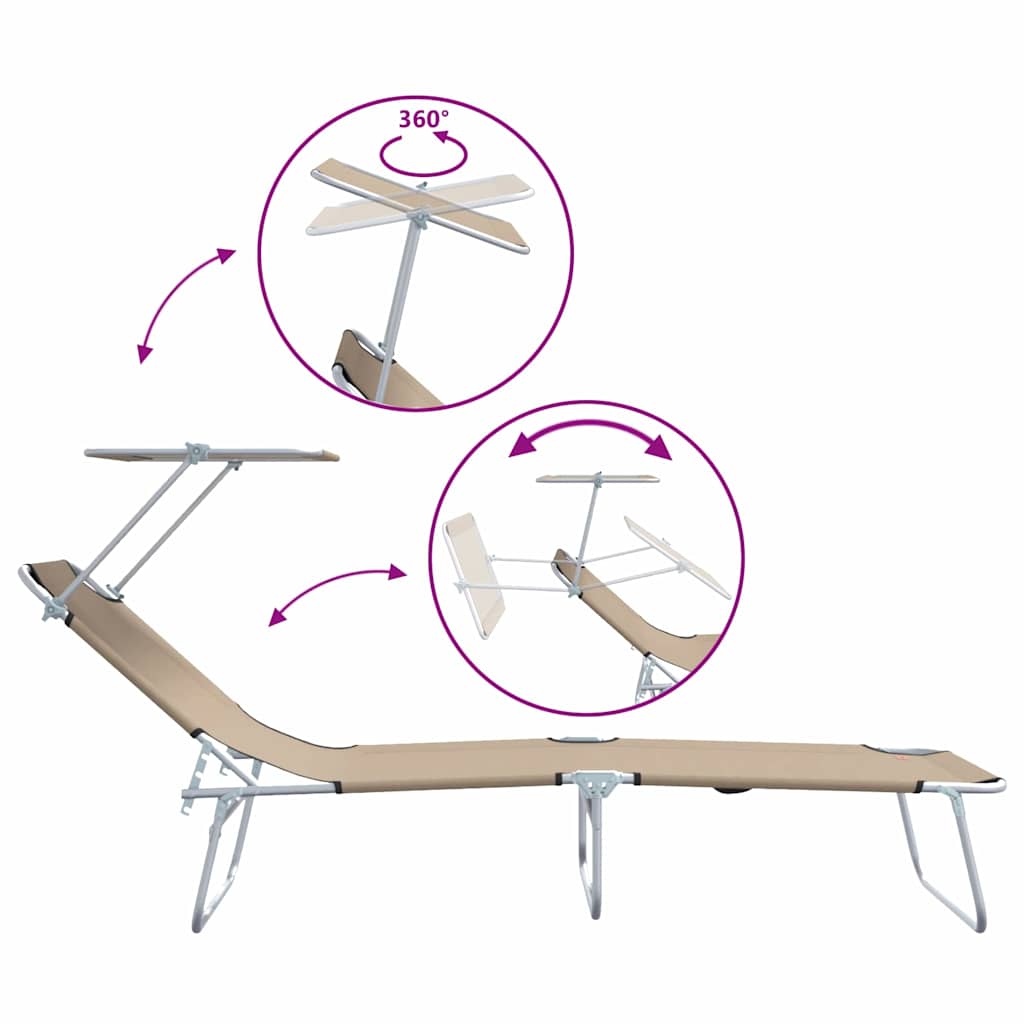 Sun Lounger Folding 2 pcs Taupe 58 x 188 x 77cm Polyester