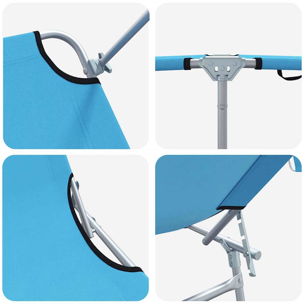 Sun Lounger Folding 2 pcs Bright Blue 58 x 188 x 77cm Polyester