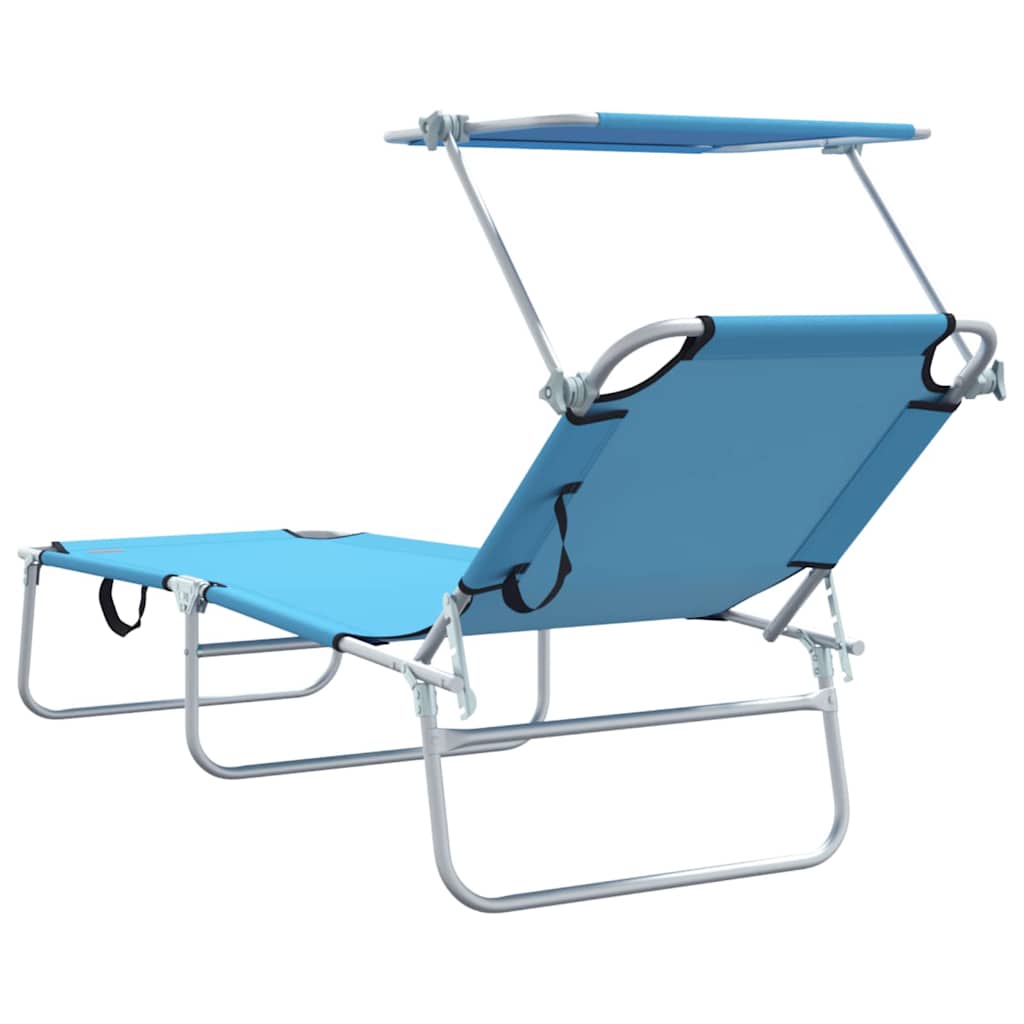 Sun Lounger Folding 2 pcs Bright Blue 58 x 188 x 77cm Polyester