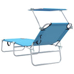 Sun Lounger Folding 2 pcs Bright Blue 58 x 188 x 77cm Polyester