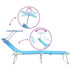 Sun Lounger Folding 2 pcs Bright Blue 58 x 188 x 77cm Polyester