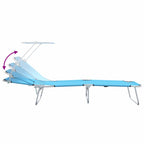 Sun Lounger Folding 2 pcs Bright Blue 58 x 188 x 77cm Polyester