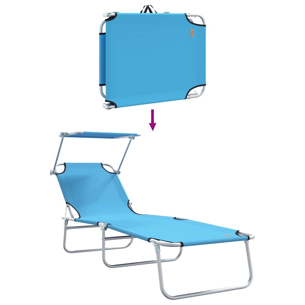 Sun Lounger Folding 2 pcs Bright Blue 58 x 188 x 77cm Polyester