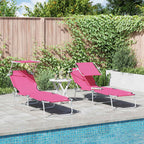 Sun Lounger Folding 2 pcs Pink 58 x 188 x 77cm Polyester