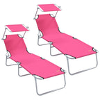 Sun Lounger Folding 2 pcs Pink 58 x 188 x 77cm Polyester