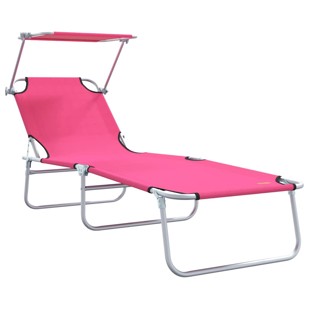 Sun Lounger Folding 2 pcs Pink 58 x 188 x 77cm Polyester