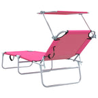 Sun Lounger Folding 2 pcs Pink 58 x 188 x 77cm Polyester