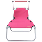 Sun Lounger Folding 2 pcs Pink 58 x 188 x 77cm Polyester