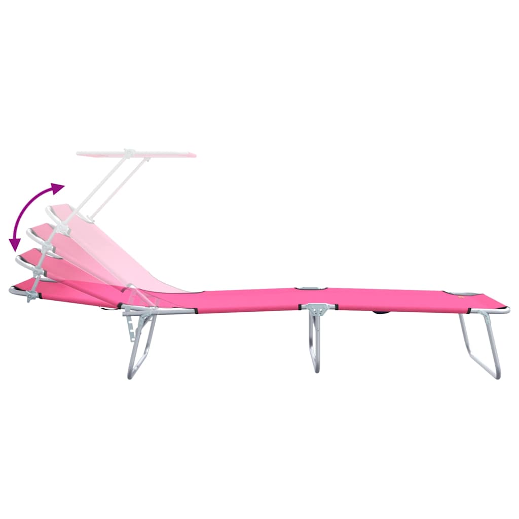 Sun Lounger Folding 2 pcs Pink 58 x 188 x 77cm Polyester