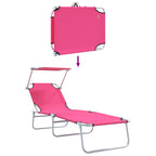 Sun Lounger Folding 2 pcs Pink 58 x 188 x 77cm Polyester