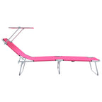 Sun Lounger Folding 2 pcs Pink 58 x 188 x 77cm Polyester
