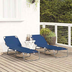 Folding Sun Lounger 2 pcs Blue 188 x 57 x 86.5 cm Polyester