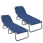 Folding Sun Lounger 2 pcs Blue 188 x 57 x 86.5 cm Polyester