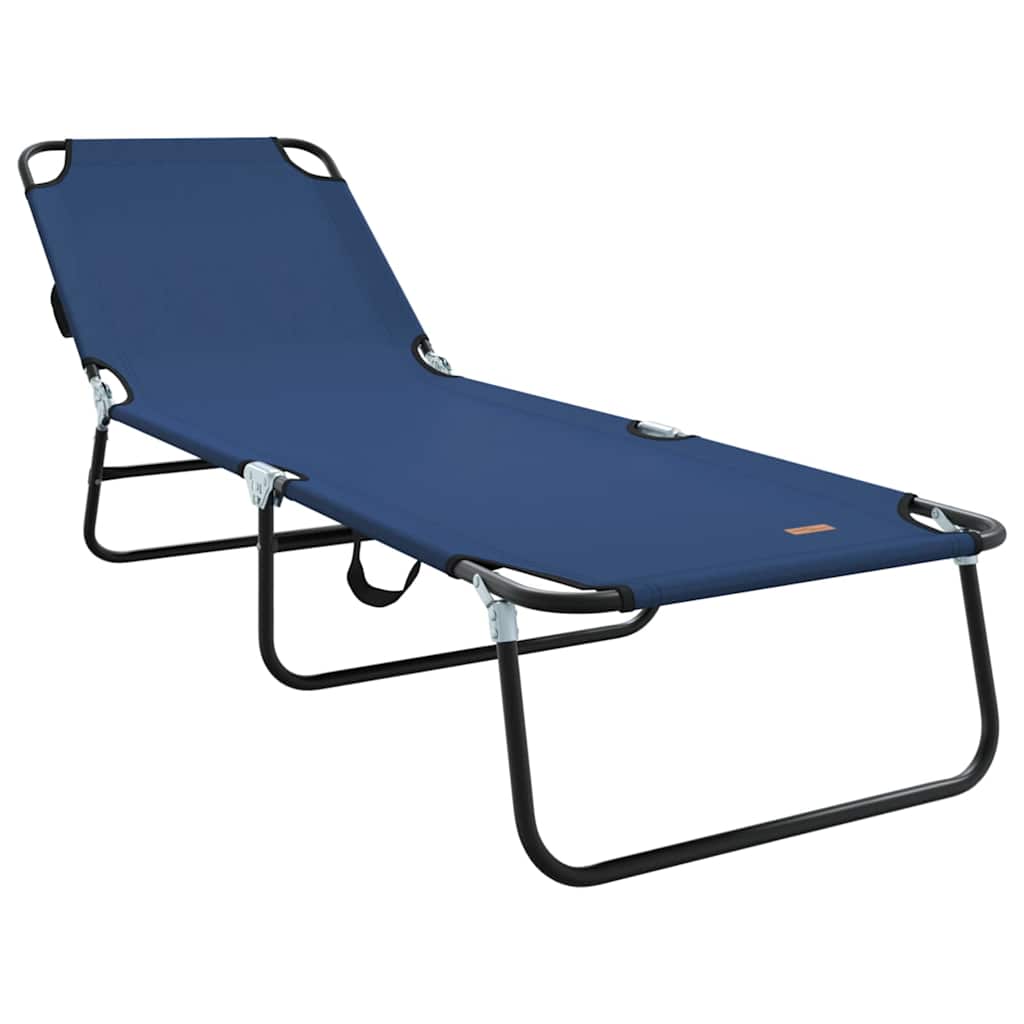 Folding Sun Lounger 2 pcs Blue 188 x 57 x 86.5 cm Polyester