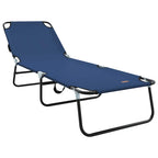 Folding Sun Lounger 2 pcs Blue 188 x 57 x 86.5 cm Polyester