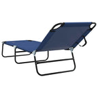Folding Sun Lounger 2 pcs Blue 188 x 57 x 86.5 cm Polyester