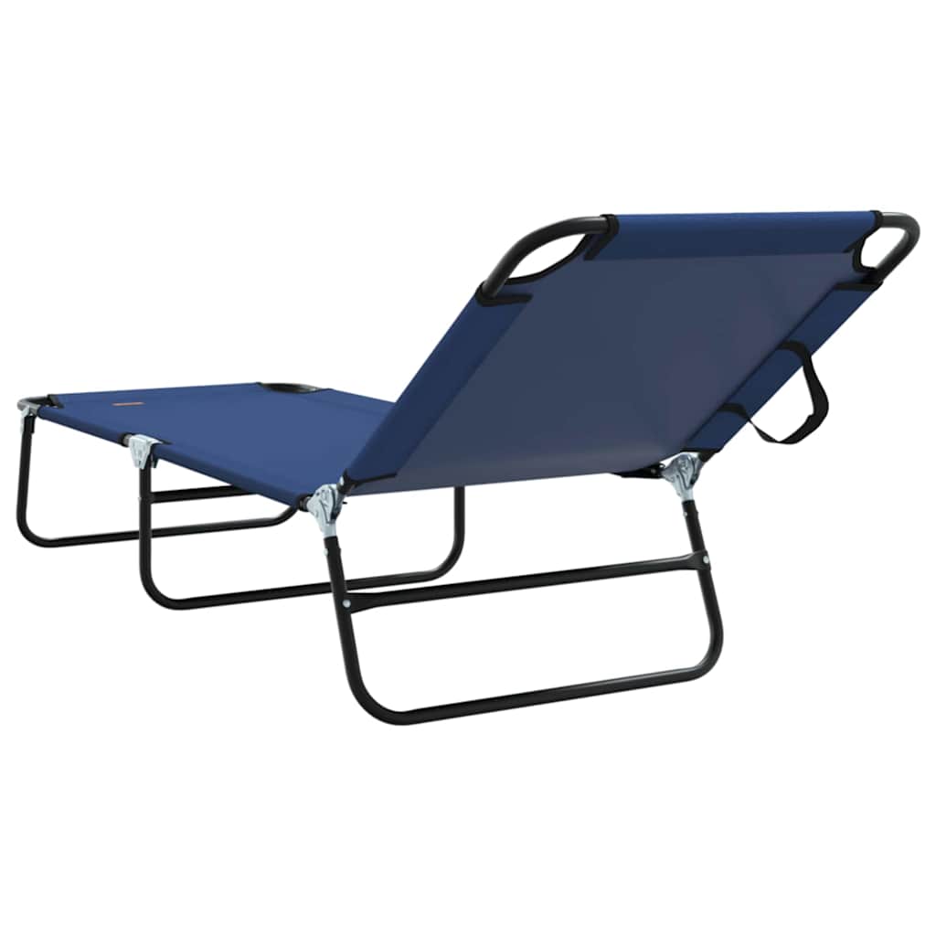 Folding Sun Lounger 2 pcs Blue 188 x 57 x 86.5 cm Polyester