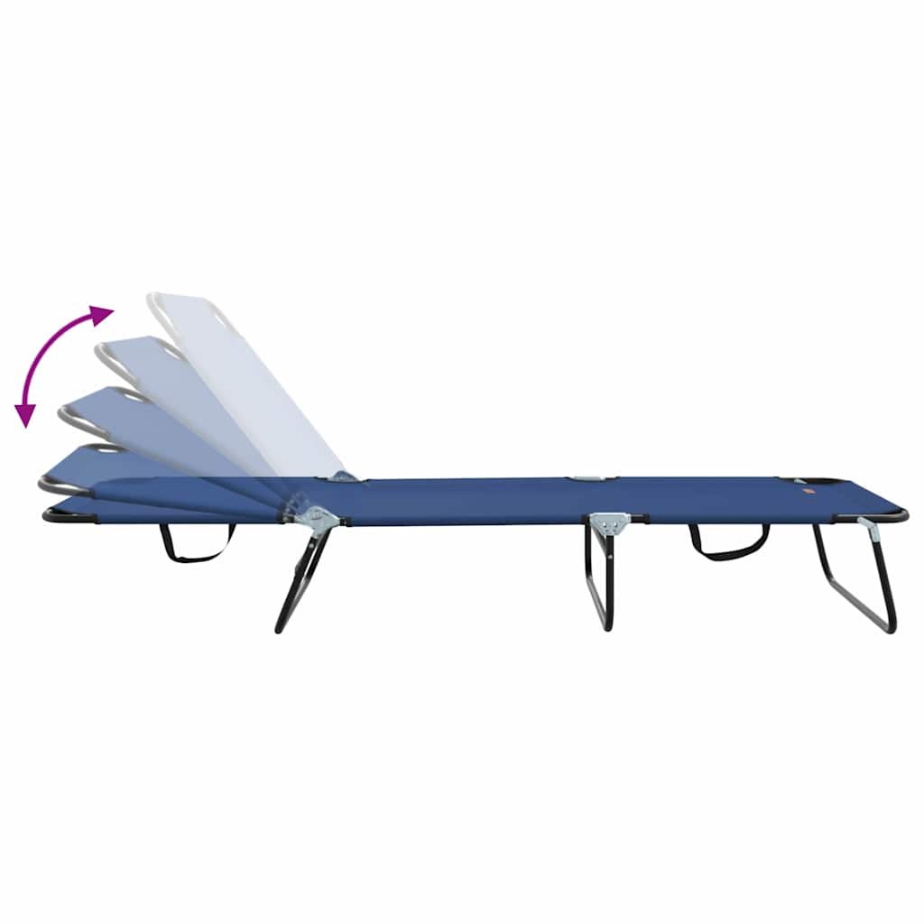 Folding Sun Lounger 2 pcs Blue 188 x 57 x 86.5 cm Polyester