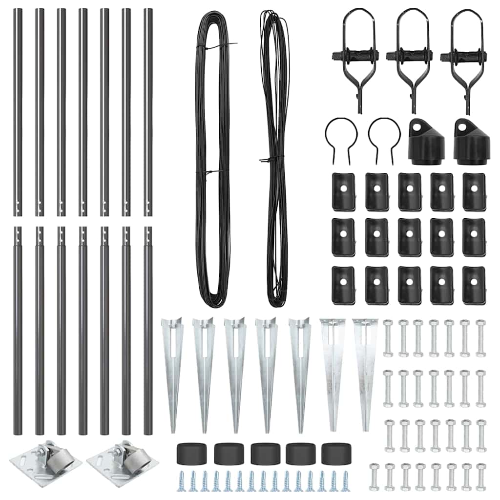 Fence Post 7 pcs Grey Steel