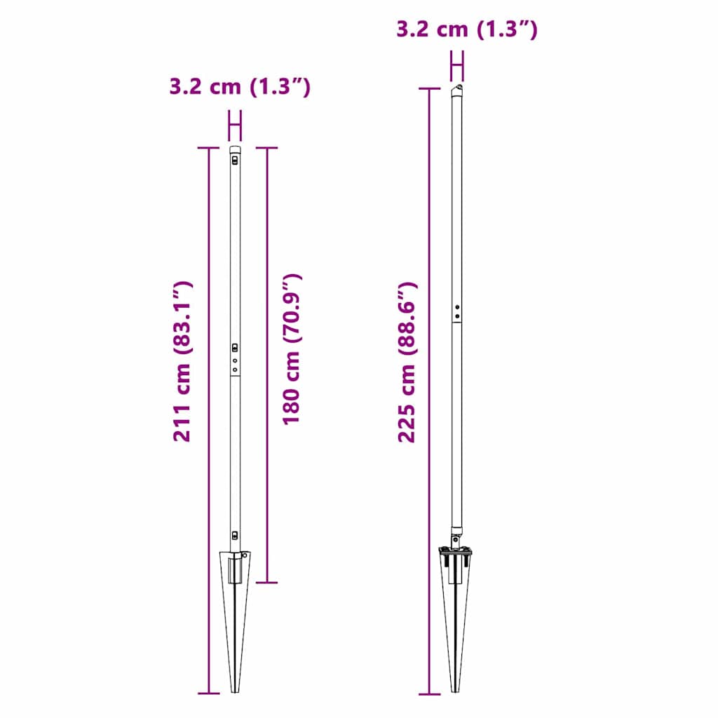 Fence Post 7 pcs Grey Steel