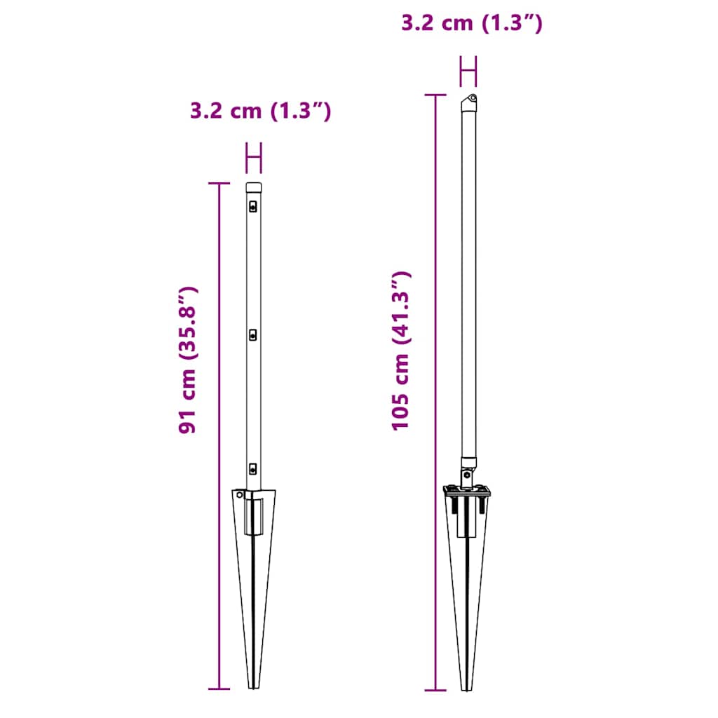 Fence Post 7 pcs Silver Steel