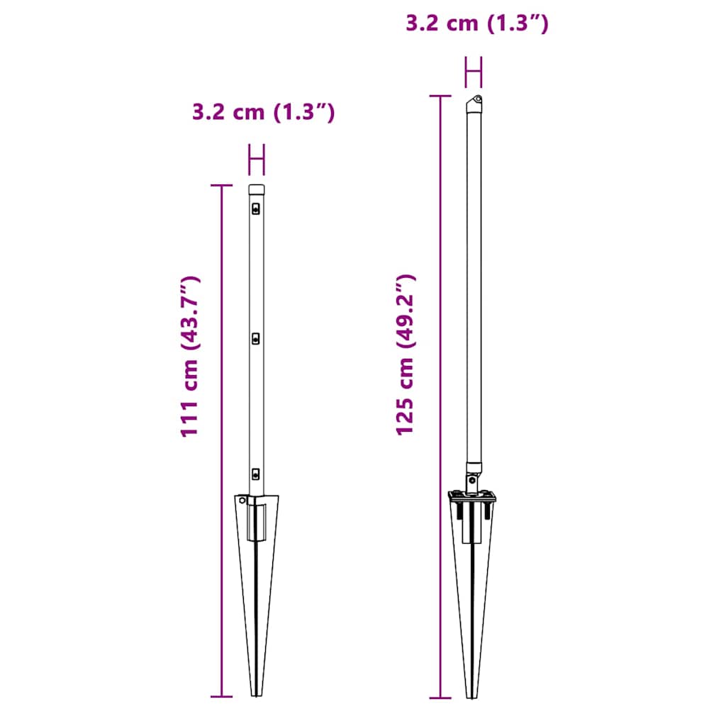 Fence Post 7 pcs Silver Steel