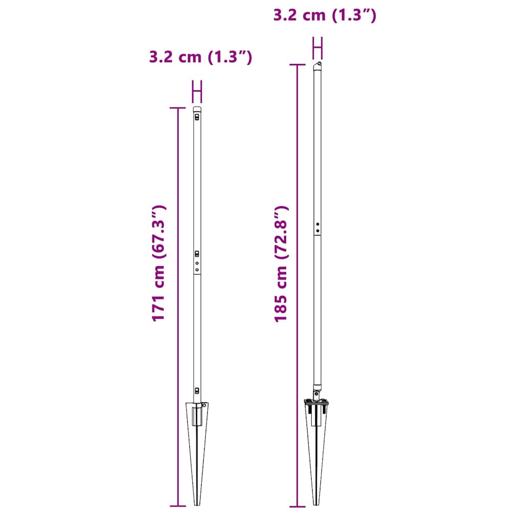 Fence Post 7 pcs Silver Steel