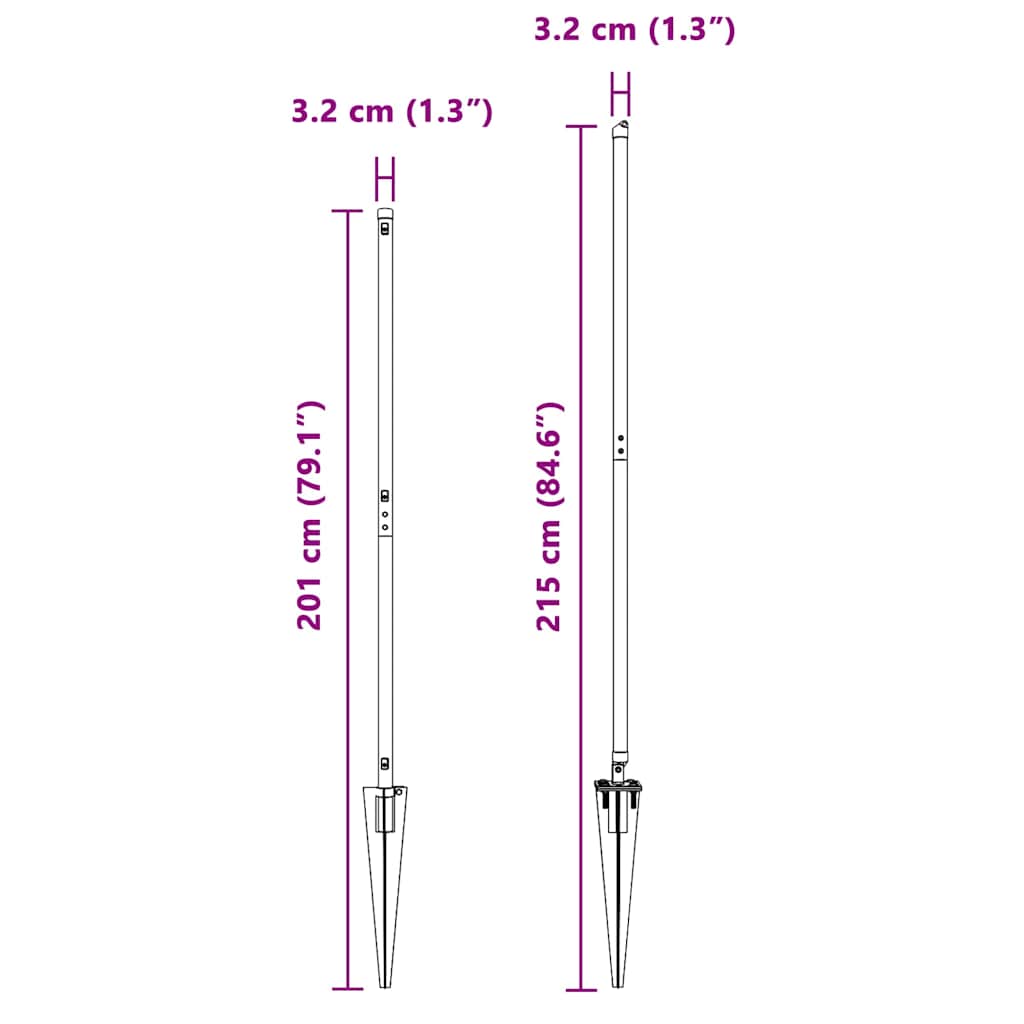 Fence Post 13 pcs Silver Steel