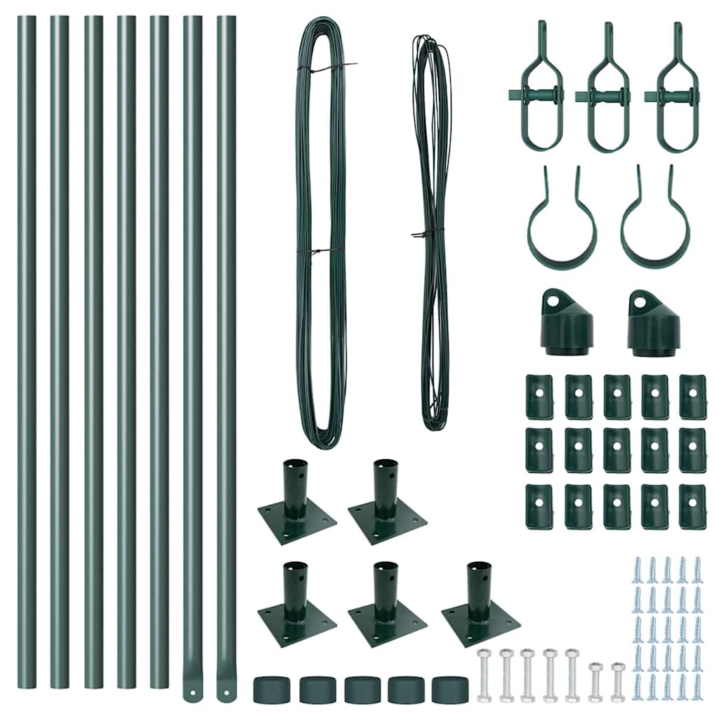 Fence Post 7 pcs Green Steel