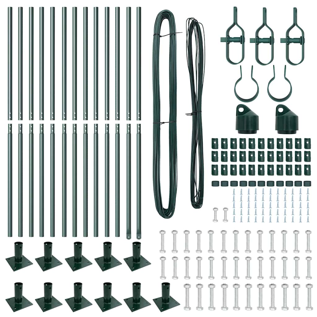 Fence Post 13 pcs Green Steel