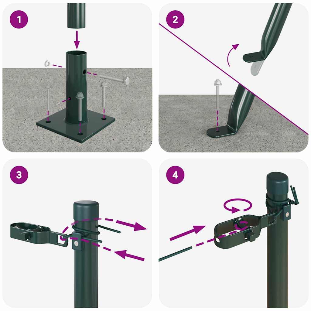Fence Post 7 pcs Green Steel
