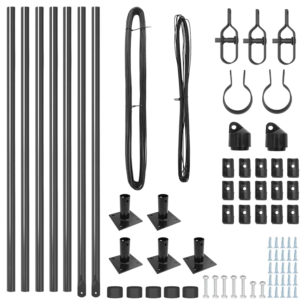 Fence Post 7 pcs Grey Steel