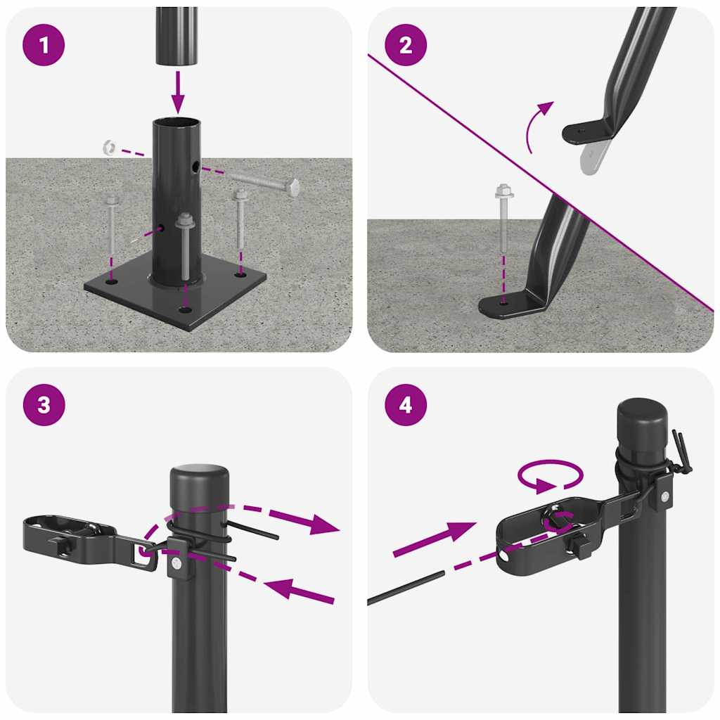 Fence Post 7 pcs Grey Steel