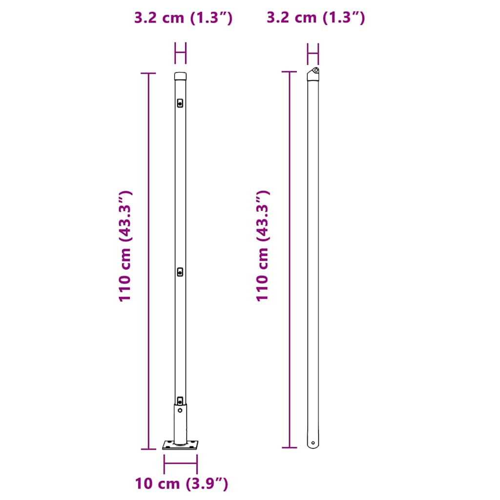 Fence Post 13 pcs Grey Steel