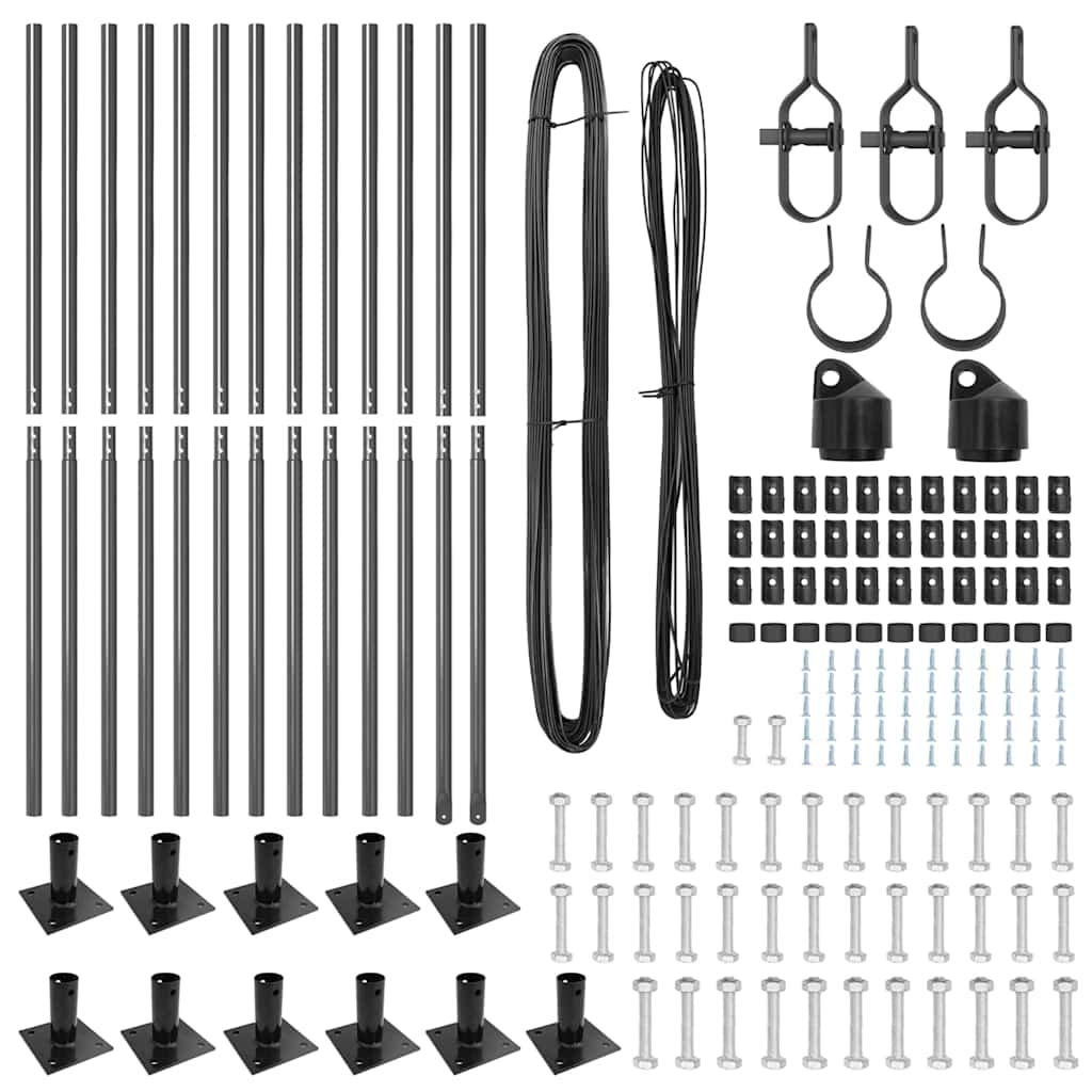 Fence Post 13 pcs Grey Steel