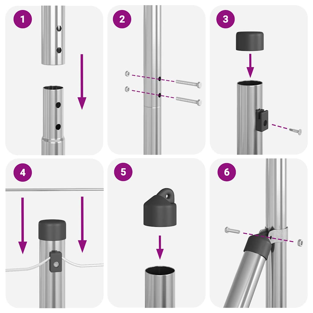 Fence Post 7 pcs Silver Steel